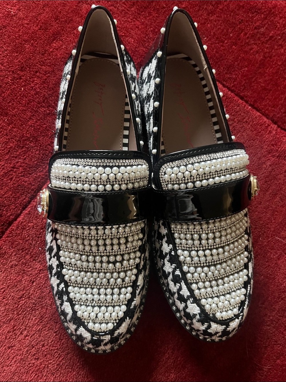BETSEY JOHNSON Mariam Plaid And Rhinestone Embellished Loafer - Picture 3 of 10
